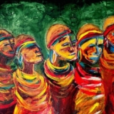 Obra icônica da série "Peixes", de Leslie Amaral, em destaque na exposição no Piso Tocantins do Iguatemi Alphaville. Foto: Divulgação