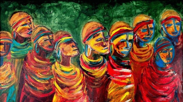 Obra icônica da série "Peixes", de Leslie Amaral, em destaque na exposição no Piso Tocantins do Iguatemi Alphaville. Foto: Divulgação