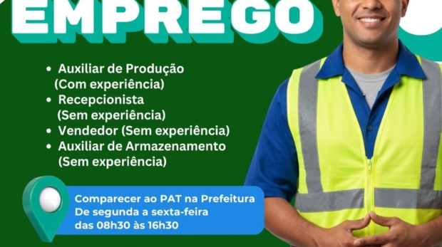 O Posto de Atendimento ao Trabalhador (PAT) está com novas oportunidades de emprego abertas - Foto: Prefeitura De Vargem Grande Paulista - VGP (Redes Sociais/Reprodução)