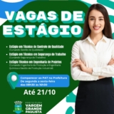 O PAT – Posto de Atendimento ao Trabalhador está com ótimas oportunidades de estágio - Foto: Prefeitura De Vargem Grande Paulista - VGP (Redes Sociais/Reprodução)