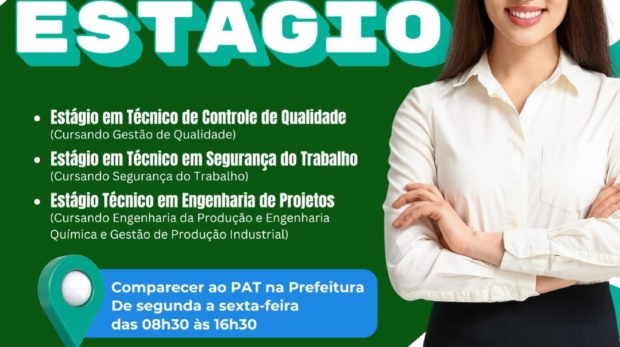 O PAT – Posto de Atendimento ao Trabalhador está com ótimas oportunidades de estágio - Foto: Prefeitura De Vargem Grande Paulista - VGP (Redes Sociais/Reprodução)
