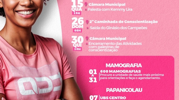 Araçariguama celebra Outubro Rosa com programação especial de conscientização e prevenção ao câncer de mama. Foto: Prefeitura De Araçariguama