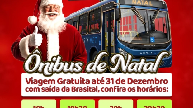 São Roque recebe o Ônibus de Natal, que percorre gratuitamente os principais pontos iluminados da cidade de 15 a 31 de dezembro, encantando crianças, famílias e visitantes. Foto: Prefeitura De São Roque (Redes Sociais/Reprodução)