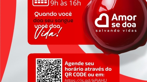 Banner da campanha “Amor se Doa” em Jandira convida a população para a doação de sangue e reforça a importância de salvar vidas. Foto: Prefeitura De Jandira (Redes Sociais/Reprodução)