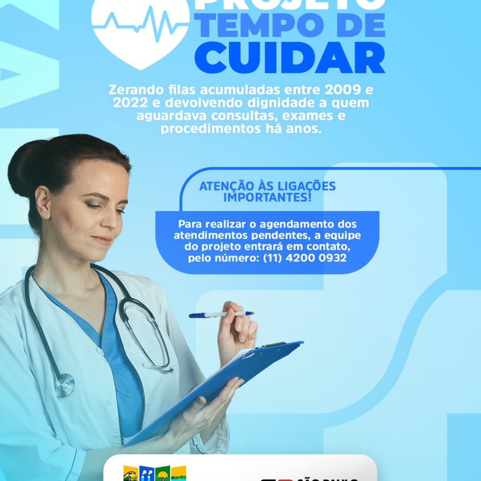 A Prefeitura de Mairinque orienta a população a atender as ligações do Projeto Tempo de Cuidar, iniciativa que busca zerar filas de consultas, exames e procedimentos acumulados entre 2009 e 2022. Foto: Prefeitura De Itapevi