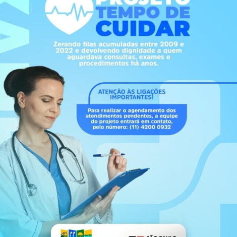 A Prefeitura de Mairinque orienta a população a atender as ligações do Projeto Tempo de Cuidar, iniciativa que busca zerar filas de consultas, exames e procedimentos acumulados entre 2009 e 2022. Foto: Prefeitura De Itapevi