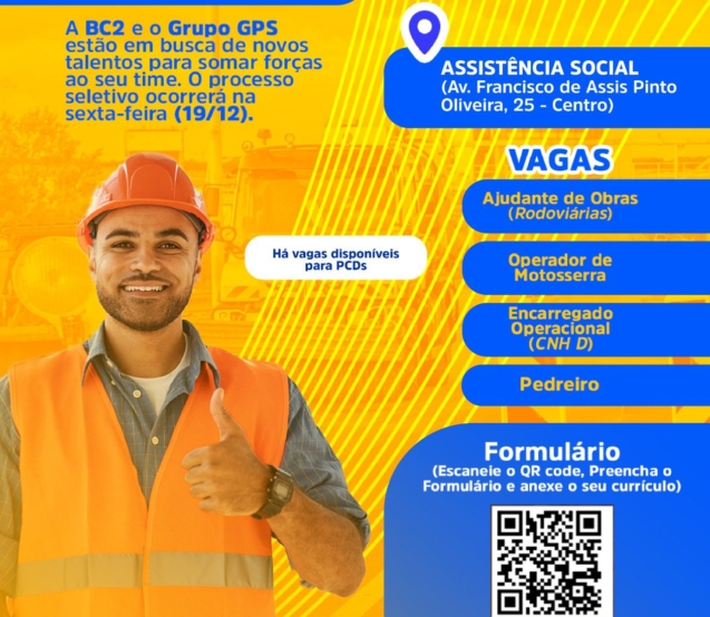 O Programa Emprega Mairinque, em parceria com BC2 e Grupo GPS, oferece novas vagas de emprego com processo seletivo nesta sexta-feira (19) na sede da Assistência Social, no Centro. Foto: Prefetura De Mairinque