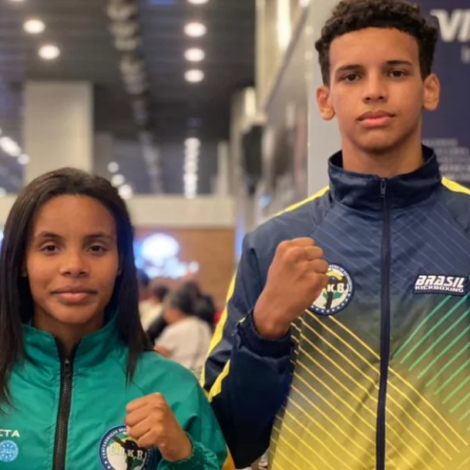 Os atletas Jamilly Pereira e Nickolas Belo representam Osasco no Campeonato Pan-Americano de Kickboxing Cadetes e Juniores, realizado na Guatemala. Fotos: Divulgação SEREL/PMO