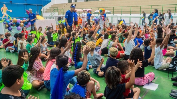 Crianças participam das atividades do programa Férias no CEU, no CEU José Saramago, em Osasco, durante o período de recesso escolar. Press kit (fotos e vídeos divulgação)