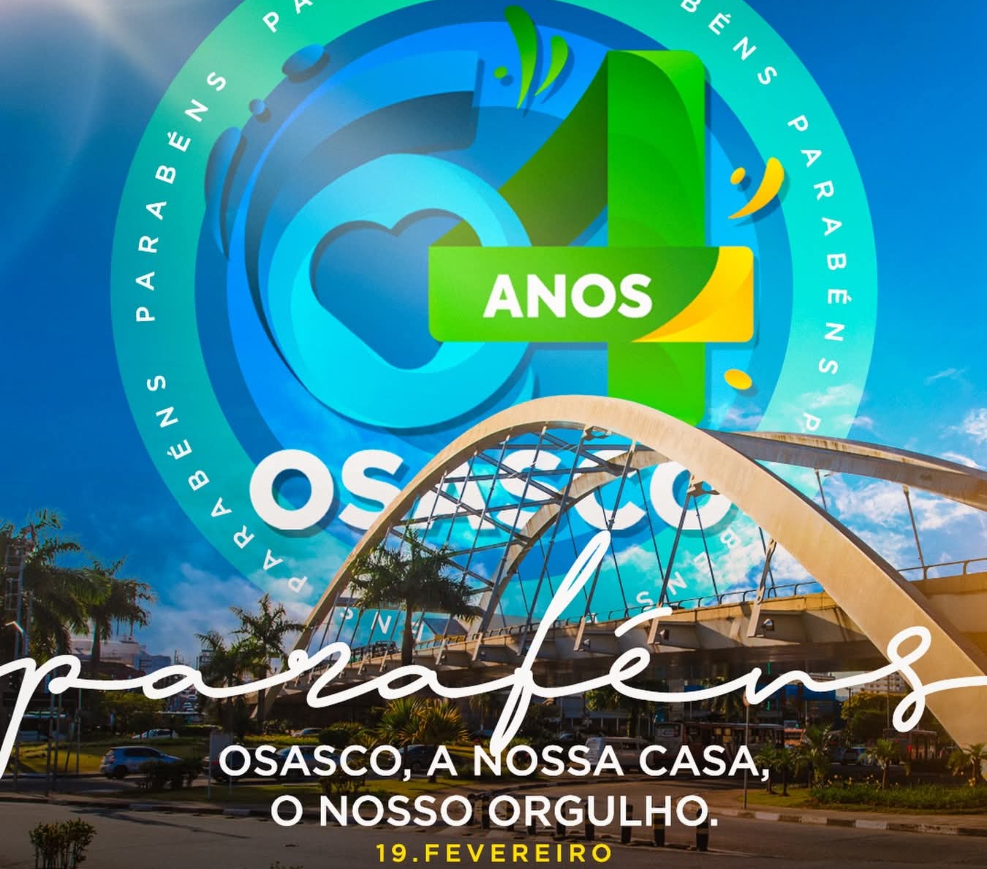 Neste dia 19 de fevereiro, OZ completa 64 anos de emancipação política - uma trajetória marcada por lutas, conquista e o orgulho de sua gente. Foto: Prefeitura De Osasco (Redes Sociais/ Reprodução)