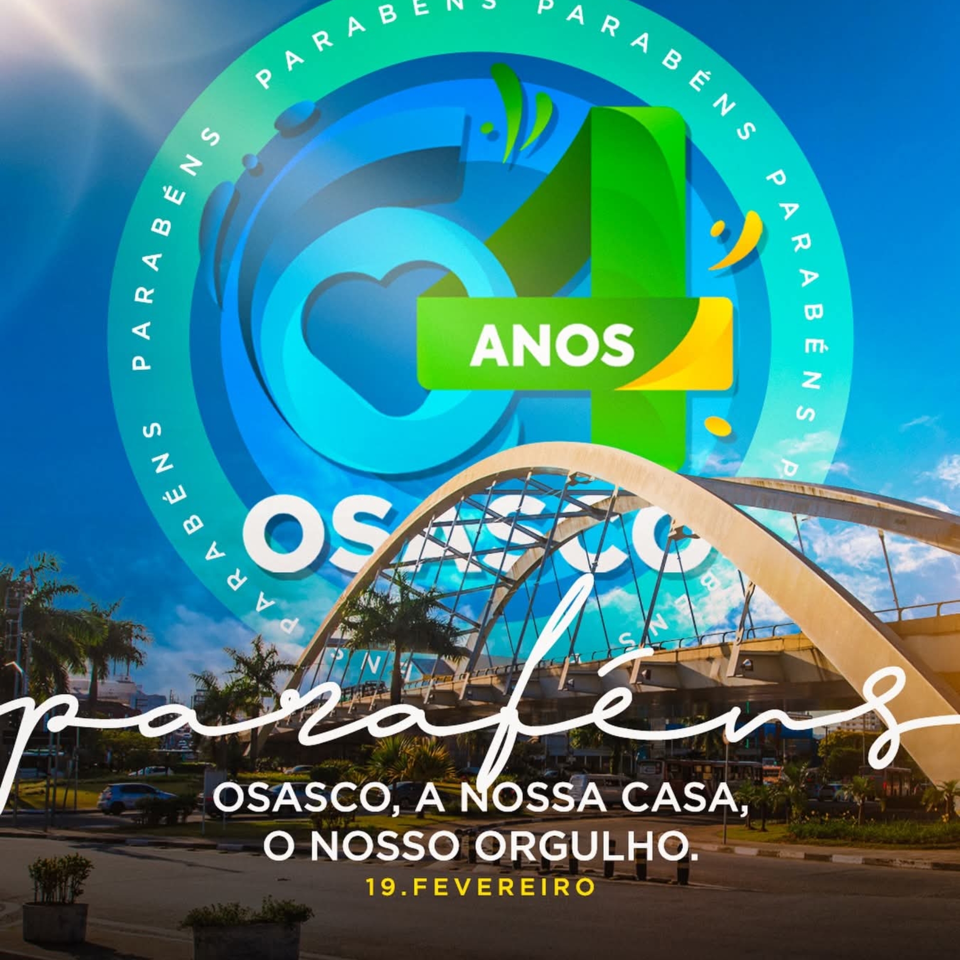 Neste dia 19 de fevereiro, OZ completa 64 anos de emancipação política - uma trajetória marcada por lutas, conquista e o orgulho de sua gente. Foto: Prefeitura De Osasco (Redes Sociais/ Reprodução)