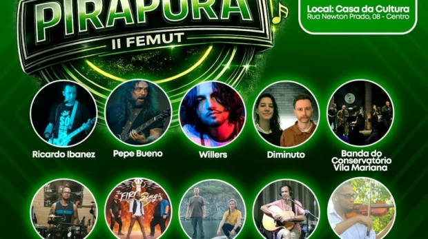 A Prefeitura de Pirapora do Bom Jesus realiza o II FEMUT – Festival de Música, no dia 28 de fevereiro, às 17h, na Casa da Cultura de Pirapora do Bom Jesus. Foto: Prefeitura De Pirapora Do Bom Jesus (Redes Sociais/ Reprodução)