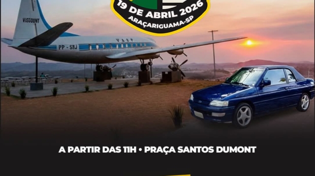 Modelos clássicos do Ford Escort serão destaque no 8º Encontro Nacional Escort Clube, na Praça Santos Dumont, reunindo colecionadores e admiradores da cultura automotiva. Foto: Prefeitura De Araçariguama (Redes Sociais/ Reprodução)