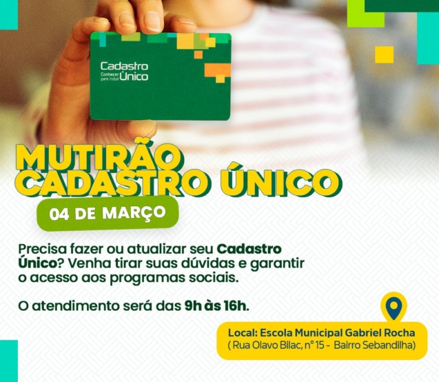 Mutirão do Cadastro Único será realizado na Escola Municipal Gabriel Rocha, em Mairinque. Foto: Prefeitura De Mairinque