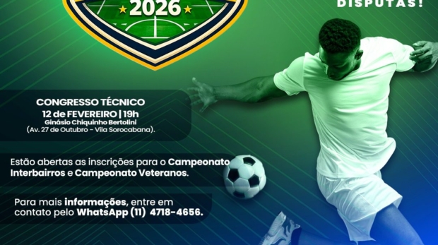 Ginásio Chiquinho Bertolini será palco do Congresso Técnico do Campeonato Interbairros e Veteranos de Futsal, que acontece no dia 12 de fevereiro.