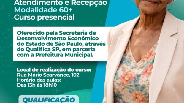 Curso gratuito de atendimento e recepção abre oportunidades de qualificação profissional para pessoas com 60 anos ou mais. Foto: Prefeitura De Vargem Grande Paulista - VGP (Redes Sociais/Reprodução) 📚👵👴