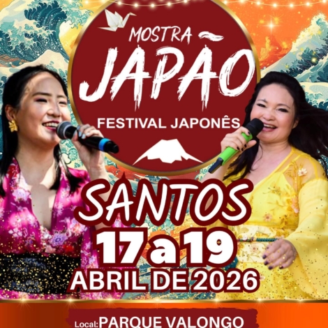 A 46ª Mostra Japão chega a Santos com três dias de cultura, gastronomia e atrações tradicionais japonesas. Foto: Mostra Japão (Redes Sociais/Reprodução)🎎🍣🥁