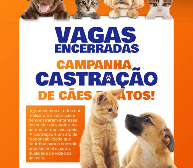 Campanha de castração promovida pela Prefeitura de Jandira reforça a importância do cuidado responsável e do bem-estar de cães e gatos no município. Foto: Prefeitura De Jandira (Redes Sociais/Reprodução) 🐶🐱
