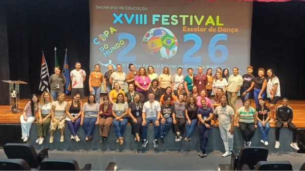 Professores da rede municipal participam de orientação técnica para o XVIII Festival Escolar de Dança de Santana de Parnaíba, que neste ano terá como tema a Copa do Mundo 2026. Foto: Prefeitura De Santana De Parnaíba (Redes Sociais/Reprodução)