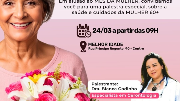 Palestra gratuita aborda saúde, autocuidado e qualidade de vida para mulheres da terceira idade durante a programação do Mês da Mulher, Foto: Prefeitura De Araçariguama (Redes Sociais/Reprodução)