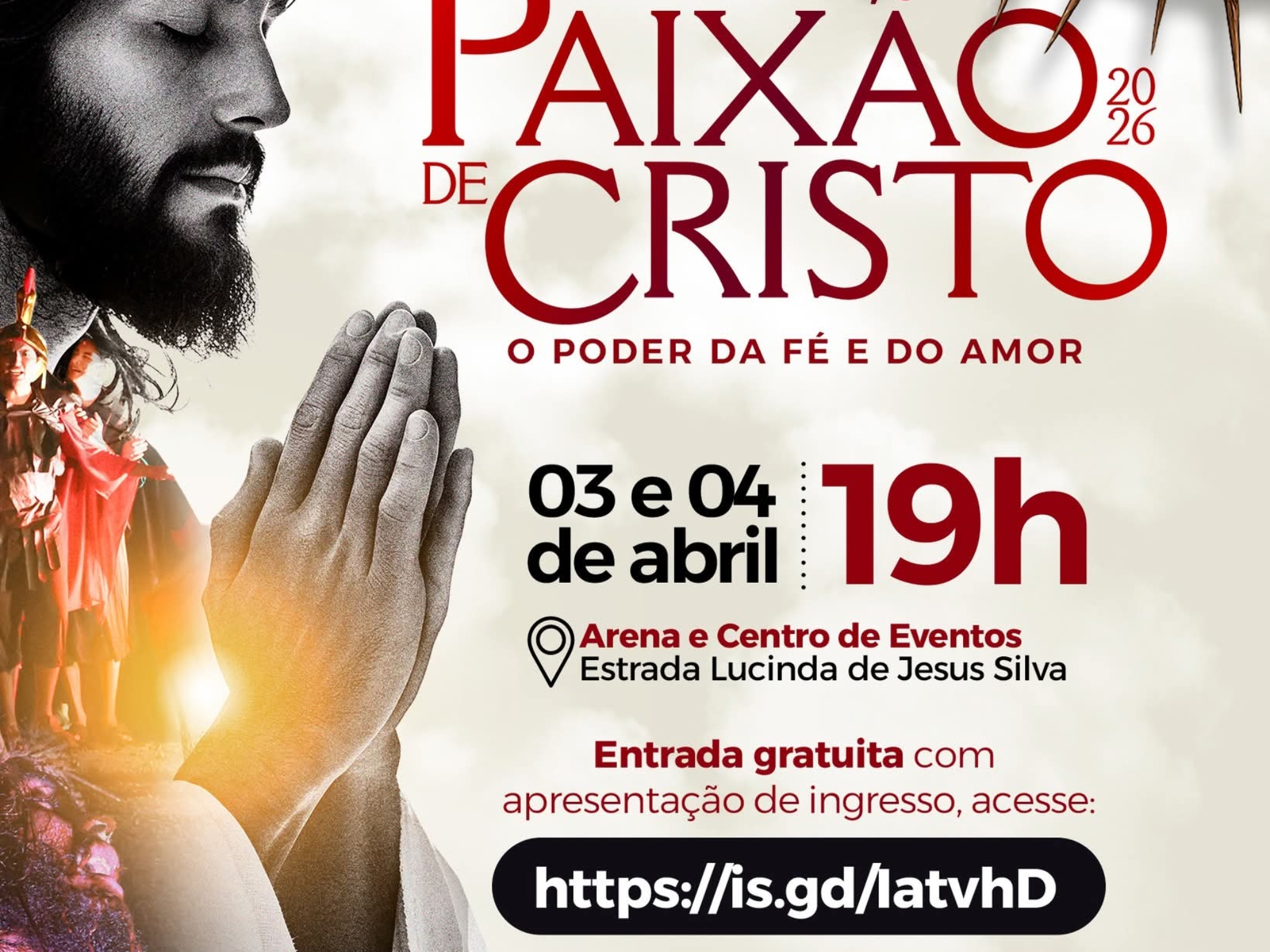 Tem programa para o feriadão? Que tal assistir ao Drama da Paixão de Cristo, na nossa Arena de Eventos⁉️ Foto: Prefeitura De Itapevi (Redes Sociais/Reprodução)