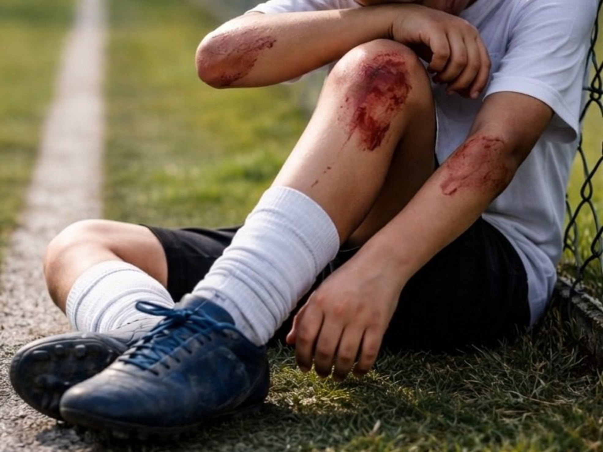 Menino deixa o campo machucado após episódio de agressão durante peneira de futebol. A cena levanta um alerta sobre os valores ensinados a jovens atletas em ambientes de alta competitividade.
Imagem ilustrativa criada por IA (Gemini).