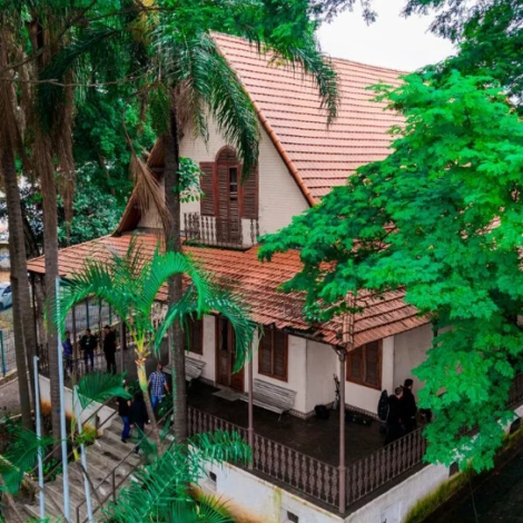 Imagem aérea do Museu Dimitri Sensaud de Lavaud, importante patrimônio histórico de Osasco dedicado à memória do pioneiro da aviação Dimitri Sensaud de Lavaud. Fotos: Caio Henrique (drone)