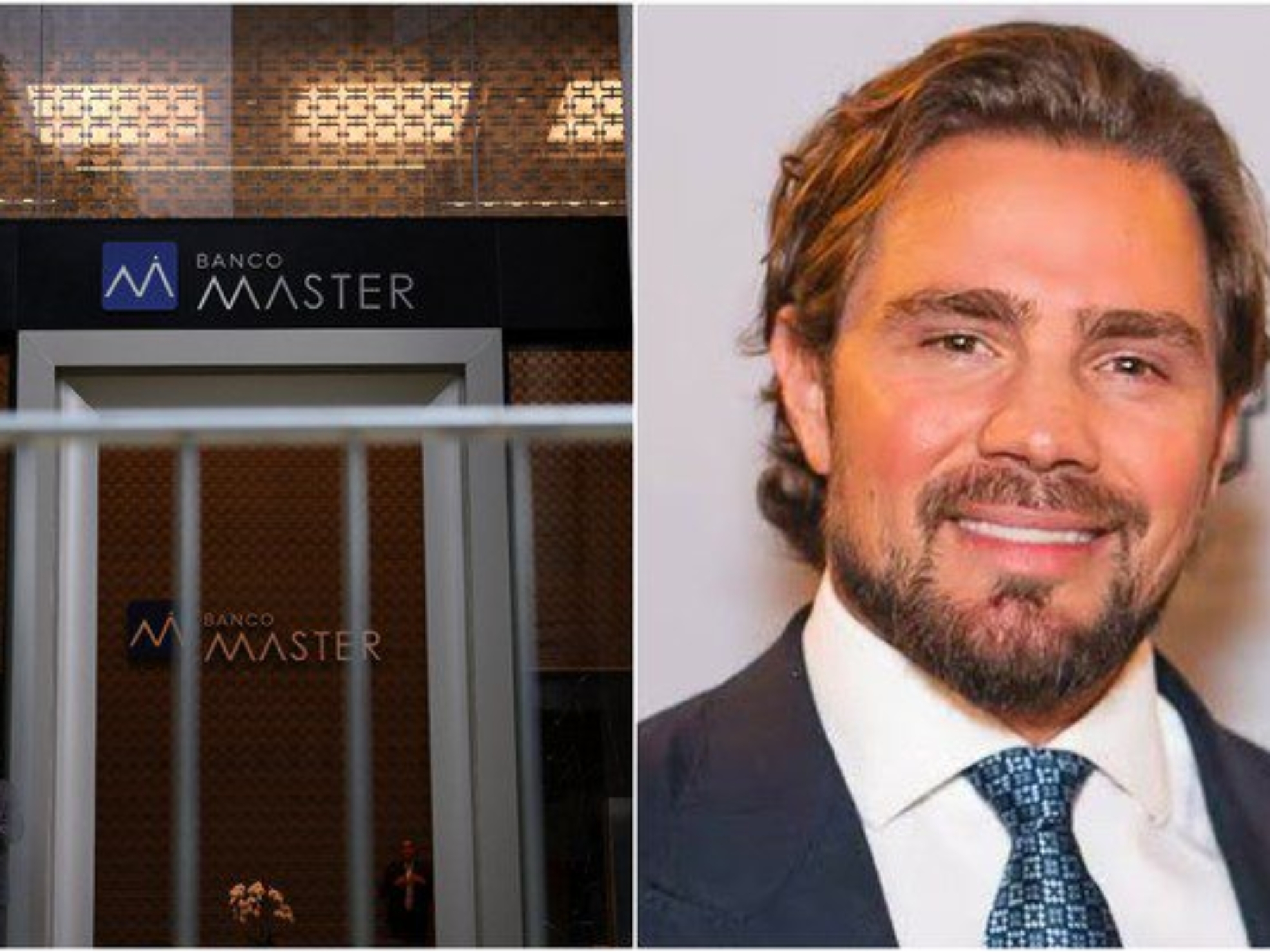 Fachada do Banco Master na Faria Lima e Daniel Vorcaro — Foto: Amanda Perobelli/Reuters; Reprodução