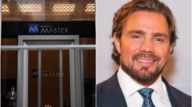 Fachada do Banco Master na Faria Lima e Daniel Vorcaro — Foto: Amanda Perobelli/Reuters; Reprodução