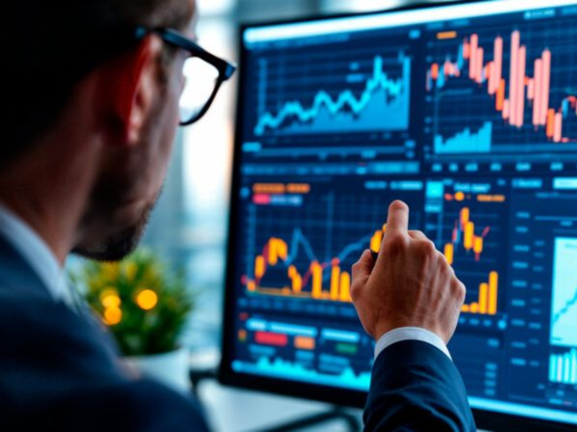 Homem de negócios observa atentamente uma tela de computador, simbolizando a transição do marketing tradicional de “Acionamento Positivo” para estratégias baseadas em modelos cognitivos e relacionamento digital eficiente. Foto: Divulgação