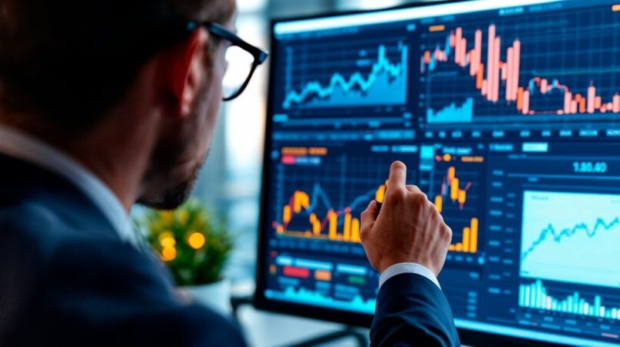 Homem de negócios observa atentamente uma tela de computador, simbolizando a transição do marketing tradicional de “Acionamento Positivo” para estratégias baseadas em modelos cognitivos e relacionamento digital eficiente. Foto: Divulgação