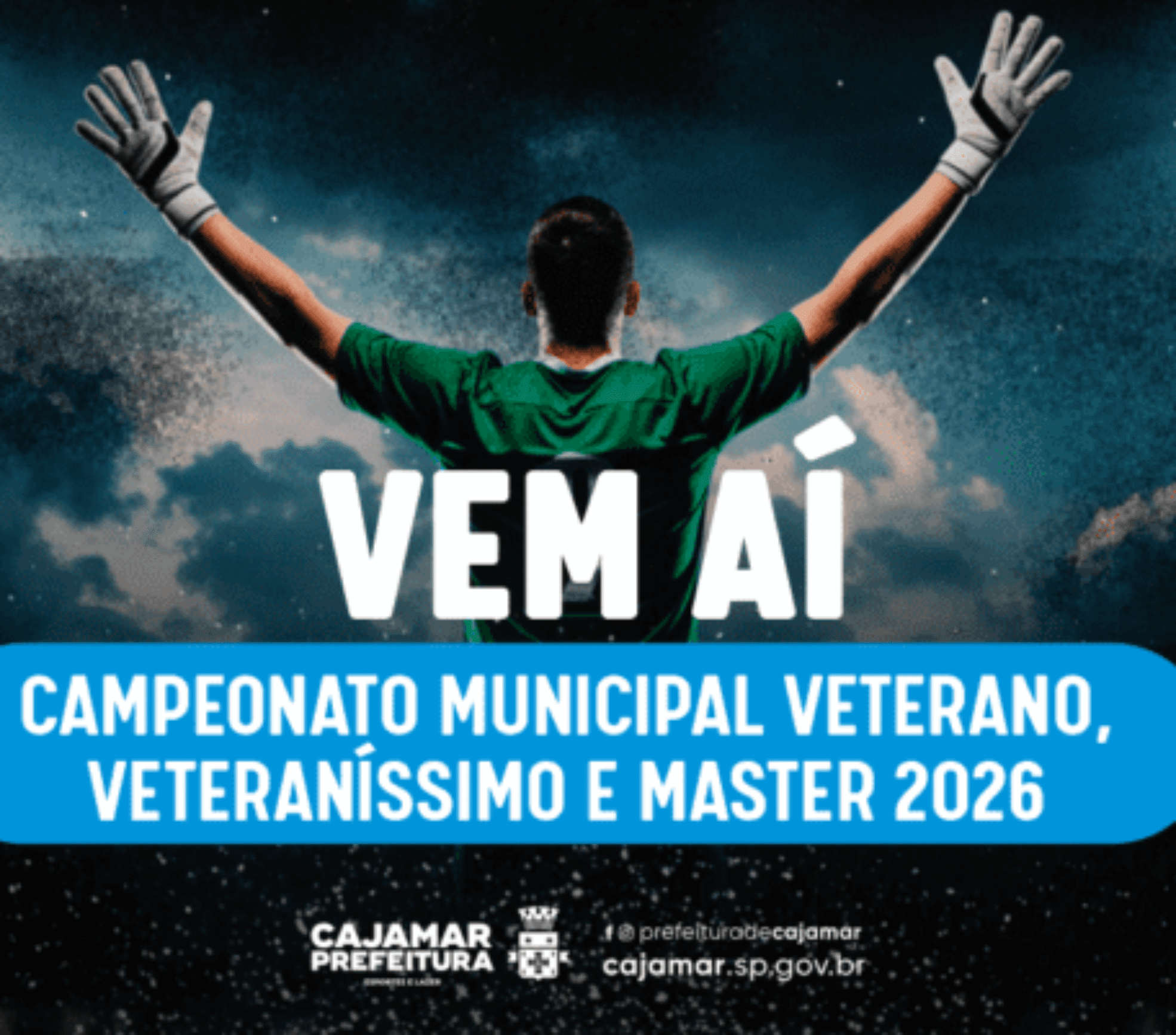 Cajamar abre inscrições para o Campeonato Municipal de Futebol nas categorias Veterano, Veteraníssimo e Master. Foto: Prefeitura De Cajamar ⚽🏆