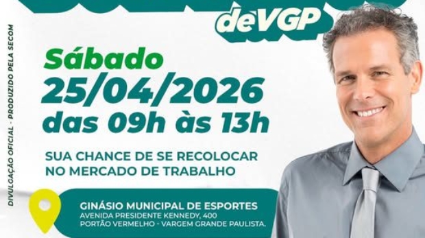 Vargem Grande Paulista realiza 3º Feirão do Emprego com expectativa de grande público. Foto: Prefeitura De Vargem Grande Paulista- VGP (Redes Sociais/Reprodução)