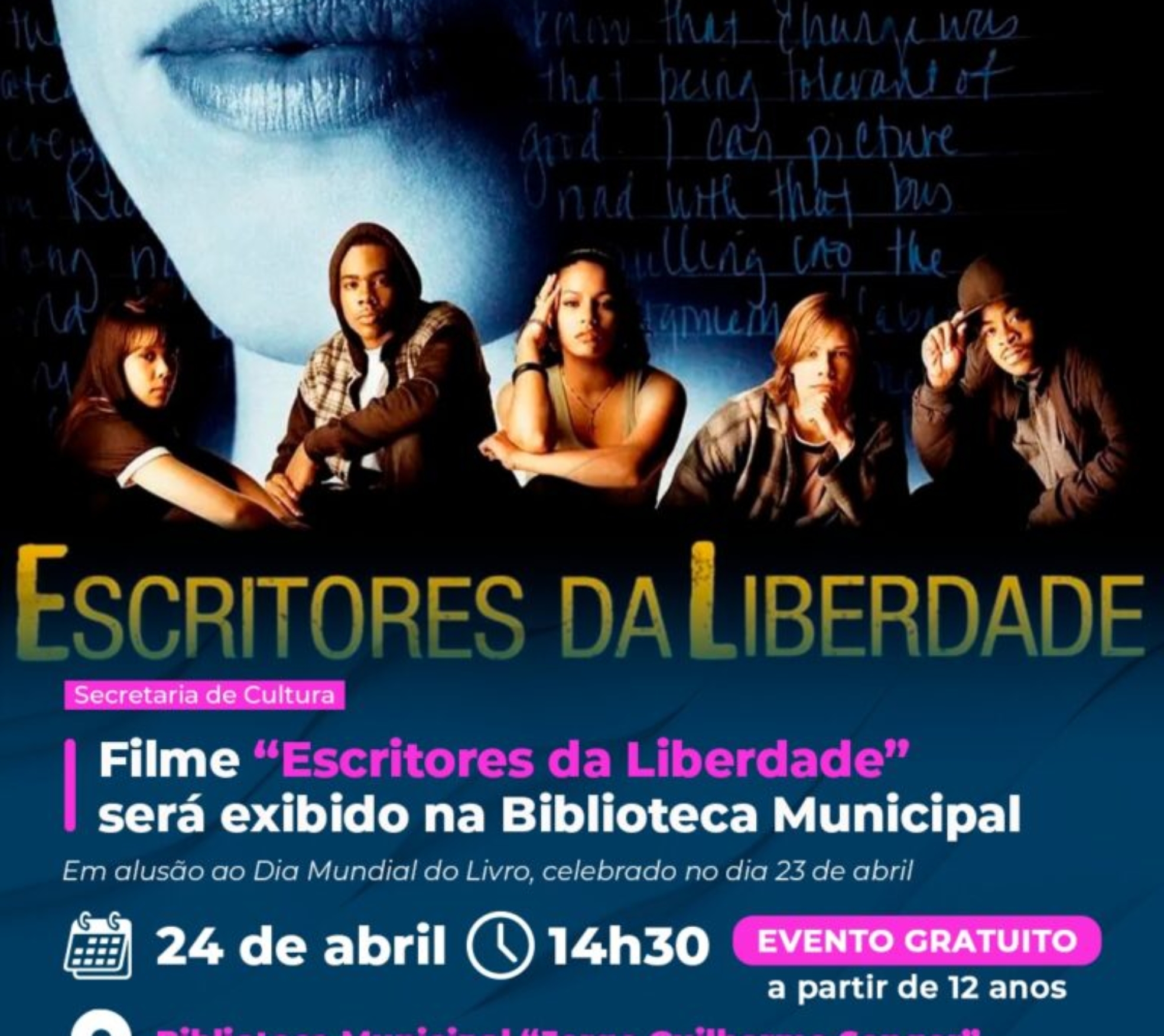 Biblioteca Municipal de Sorocaba promove sessão gratuita do filme “Escritores da Liberdade” em celebração ao Dia Mundial do Livro.

 Crédito: Prefeitura De Sorocaba 