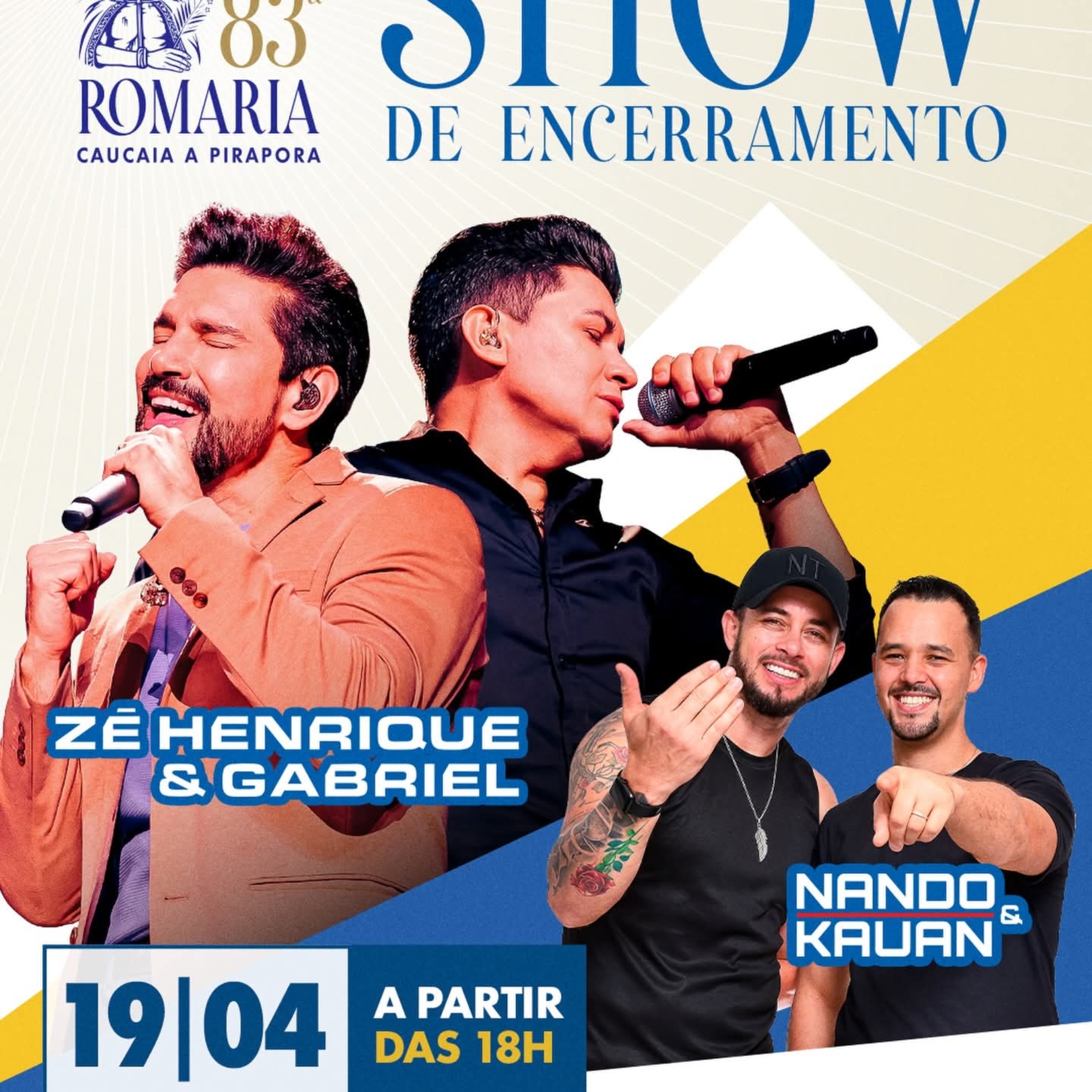 O show de encerramento da 83ª Romaria promete emoção, fé e MUITA música boa pra marcar esse momento especial. Foto: Prefeitura De Cotia (Redes Sociais/ Reprodução)