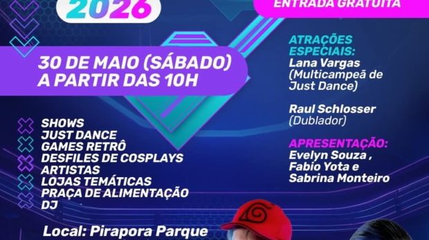 Evento Piranerd 2026 reúne fãs da cultura geek com atrações, cosplay e atividades para todas as idades em Pirapora do Bom Jesus.

📸 Crédito: Prefeitura De Pirapora Do Bom Jesus (Redes Sociais/Reprodução)