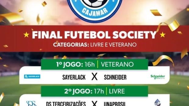 Final da Copa dos Trabalhadores de Futebol Society reúne equipes e torcedores no Parque Cajamar Feliz.

Crédito: Prefeitura De Cajamar (Redes Sociais/Reprodução)