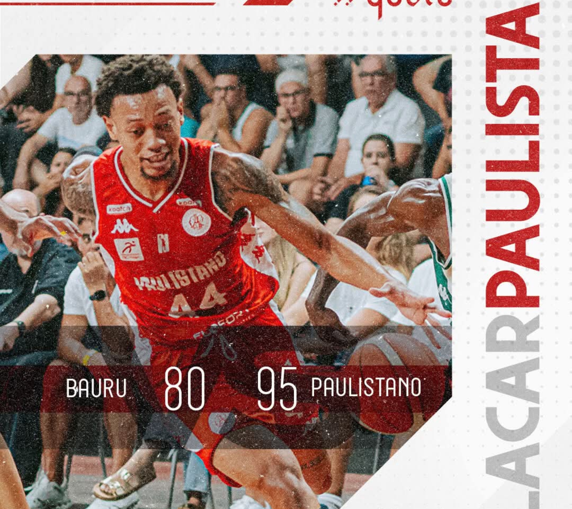 Jogador do Paulistano em ação durante a vitória sobre o Bauru Basket por 95 a 80, no Ginásio Panela de Pressão, pelo segundo jogo das oitavas de final do NBB 2026.
CRÉDITO: Divulgação / Paulistano