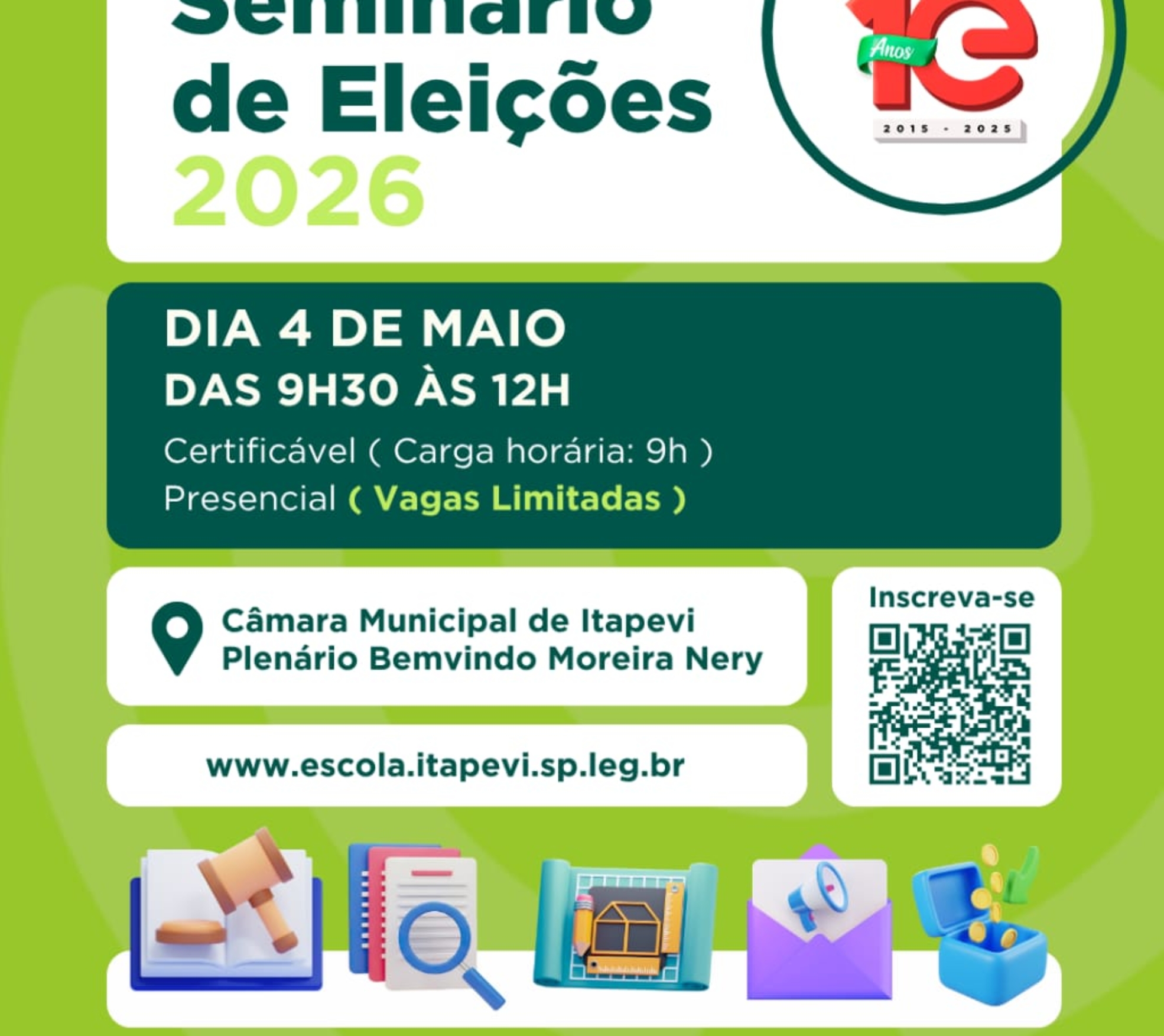 Seminário aborda desde regras eleitorais até o uso de inteligência artificial no processo democrático. Foto: Câmara De Itapevi