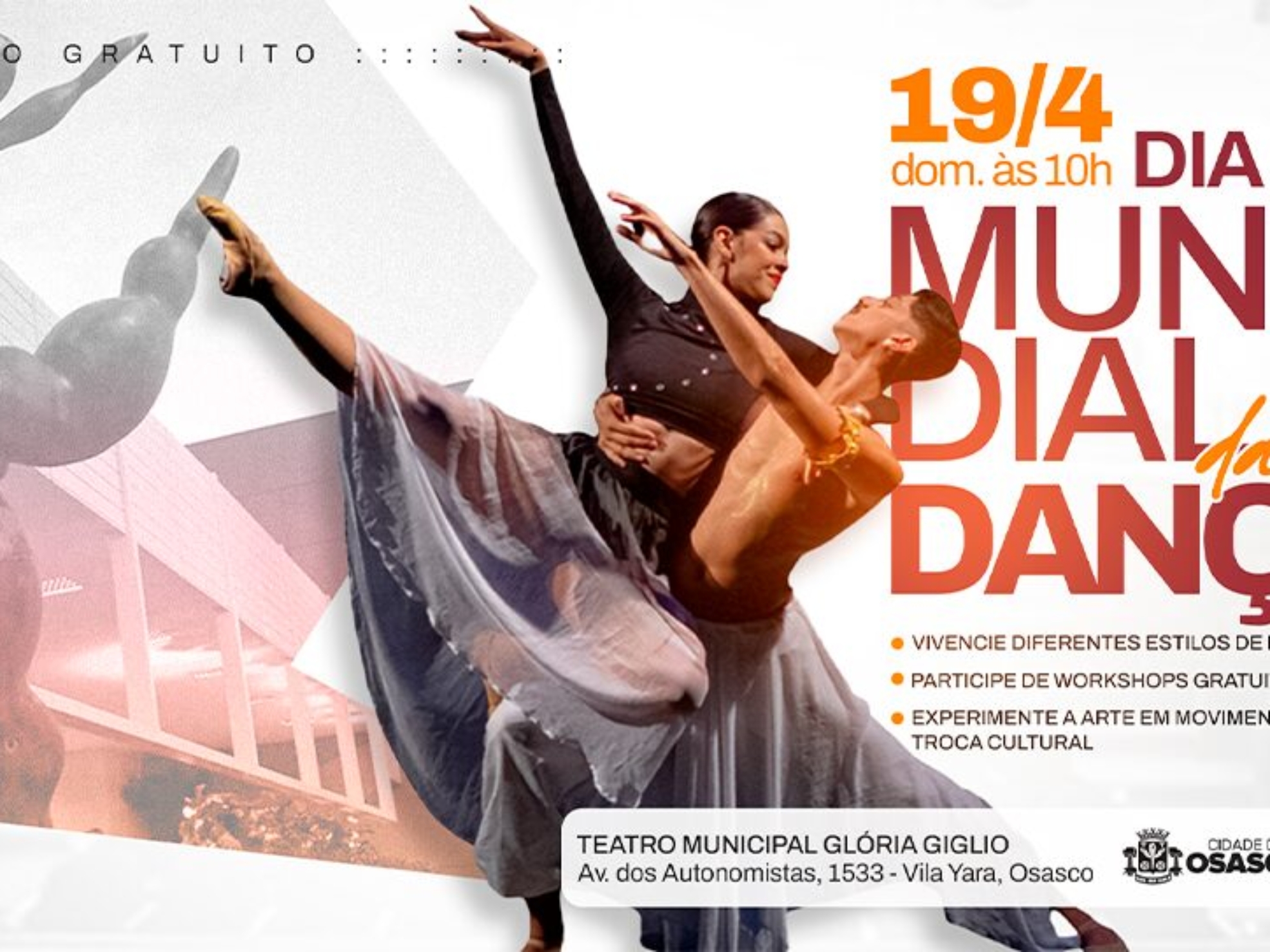 Apresentações reúnem bailarinos no Dia Mundial da Dança em Osasco. Foto: Divulgação