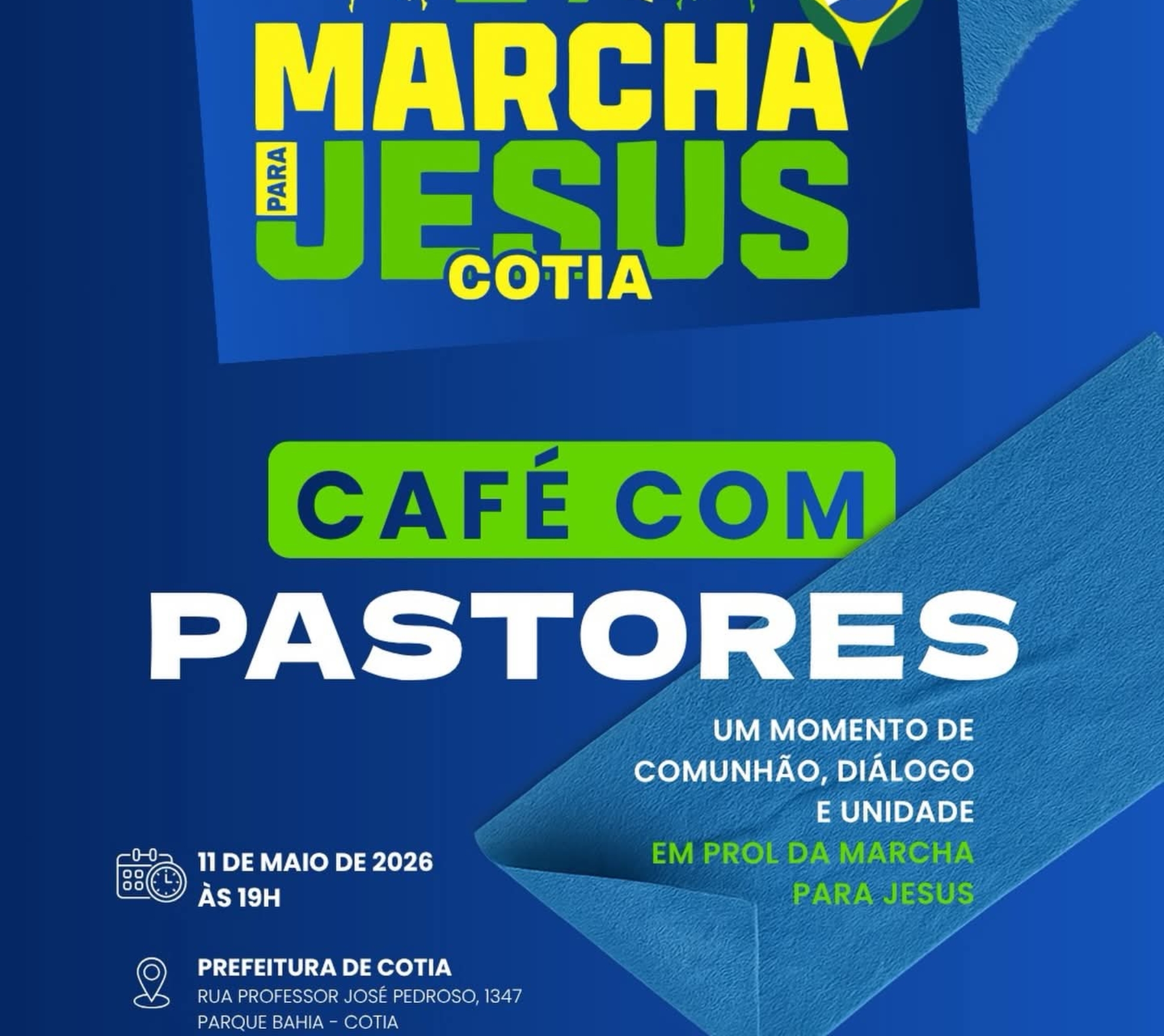 A Prefeitura de Cotia realiza encontro com pastores e lideranças religiosas em preparação para a Marcha Para Jesus 2026, fortalecendo a união e a comunhão entre as igrejas da cidade.  Crédito: Prefeitura De Cotia (Redes Sociais/Reprodução)