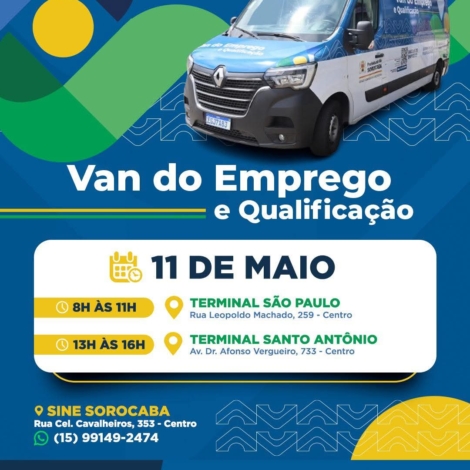 A Van do Emprego segue percorrendo Sorocaba para facilitar o acesso da população às oportunidades de trabalho e qualificação profissional. 

Crédito: Prefeitura De Sorocaba (Redes Sociais/Reprodução)