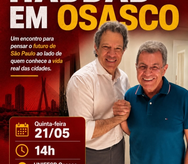 Fernando Haddad e Emidio de Souza participam de encontro em Osasco para debater o futuro de São Paulo e os desafios das cidades da região metropolitana.

Crédito: Emídio de Souza (Redes Sociais/Reprodução)