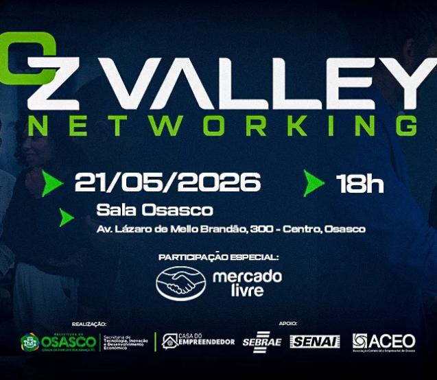 Edição do OZ Valley Networking reúne empreendedores, startups e instituições parceiras para fortalecer o ecossistema de inovação em Osasco.

Crédito: Divulgação 