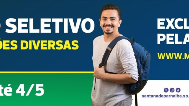 Oportunidades em Santana de Parnaíba contemplam diversos níveis de escolaridade e formação de cadastro reserva.

Crédito: Prefeitura De Santana De Parnaíba