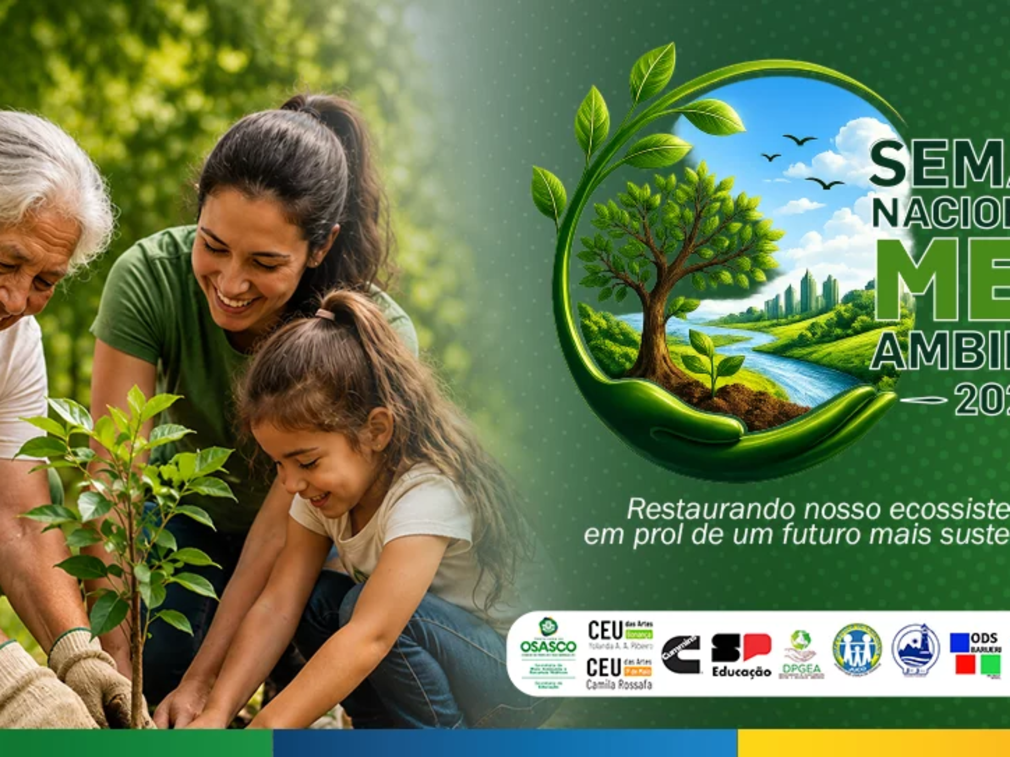 Programação da Semana do Meio Ambiente inclui palestras, revitalização de áreas verdes e atividades sustentáveis em diferentes regiões da cidade.

Crédito: Divulgação