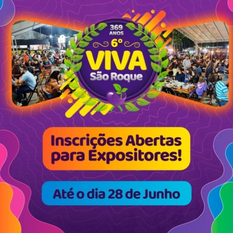 A Prefeitura de São Roque abriu as inscrições para expositores interessados em participar da 6ª edição do Viva São Roque, um dos eventos mais aguardados do calendário do município, que será realizado em agosto.

Crédito: Prefeitura De São Roque