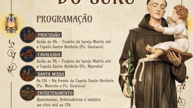 Evento acontece no dia 14 de junho e reúne procissão, cavalgada, missa, quermesse e atrações para toda a família.
Crédito: Prefeitura De Santana De Parnaíba (Redes Sociais/Reprodução)