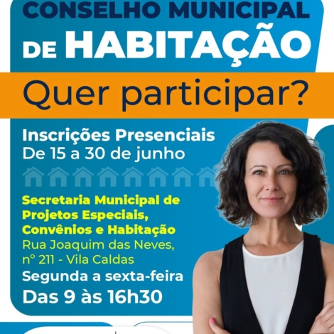 Prefeitura de Carapicuíba abre inscrições para a escolha de representantes da sociedade civil e entidades sociais que irão compor o Conselho Municipal de Habitação no biênio 2026-2028.

Crédito: Prefeitura De Carapicuíba (Redes Sociais/Reprodução)