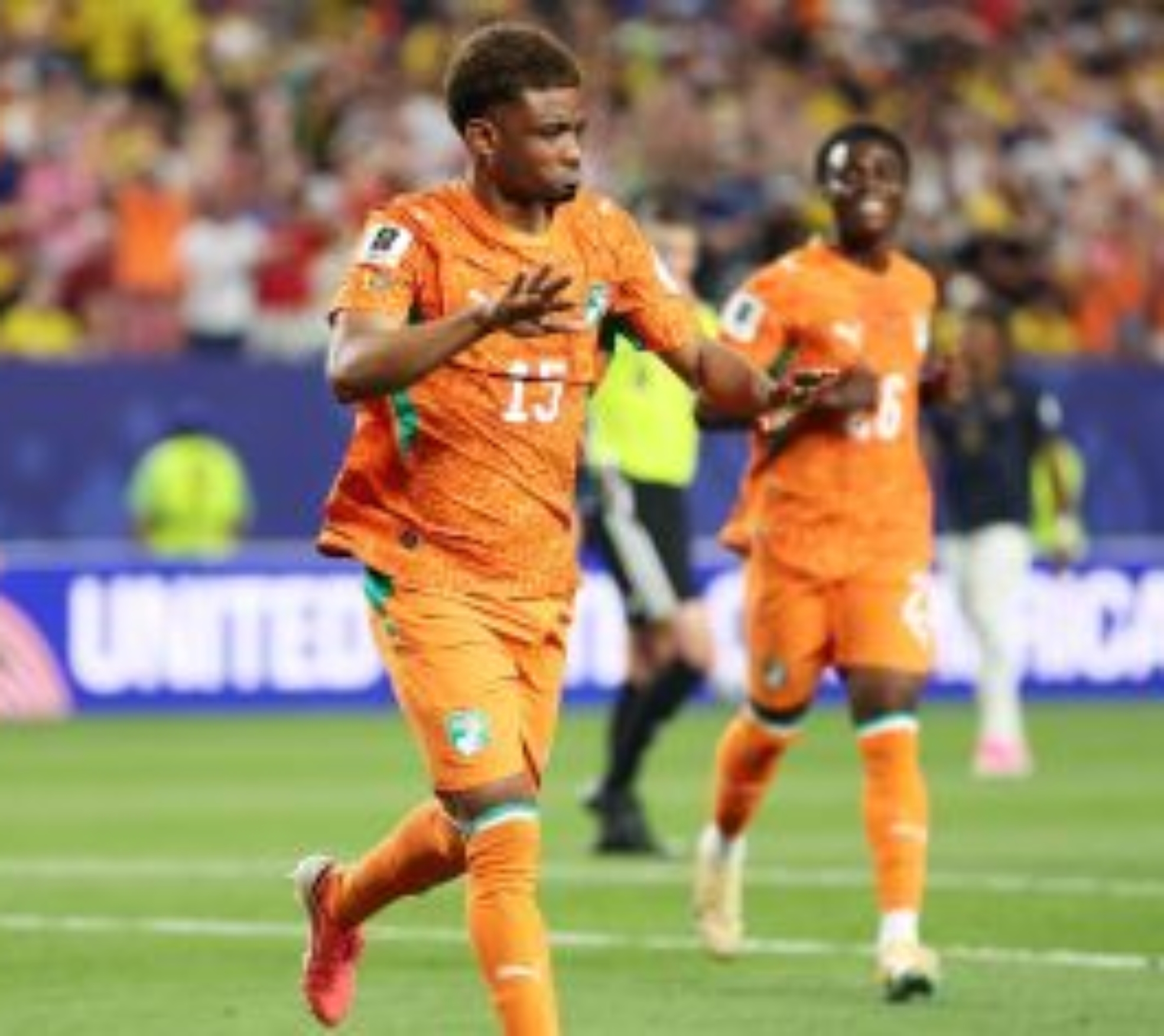 Amad Diallo celebrando o gol marcado contra o Equador, em jogo da primeira rodada da Copa do Mundo • Dan Mullan/Getty Images